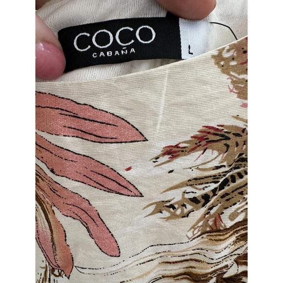 Coco Cabana Sleeveless Flutter Sleeve Leaf Shift Dress Size Large NWT - Picture 3 of 10